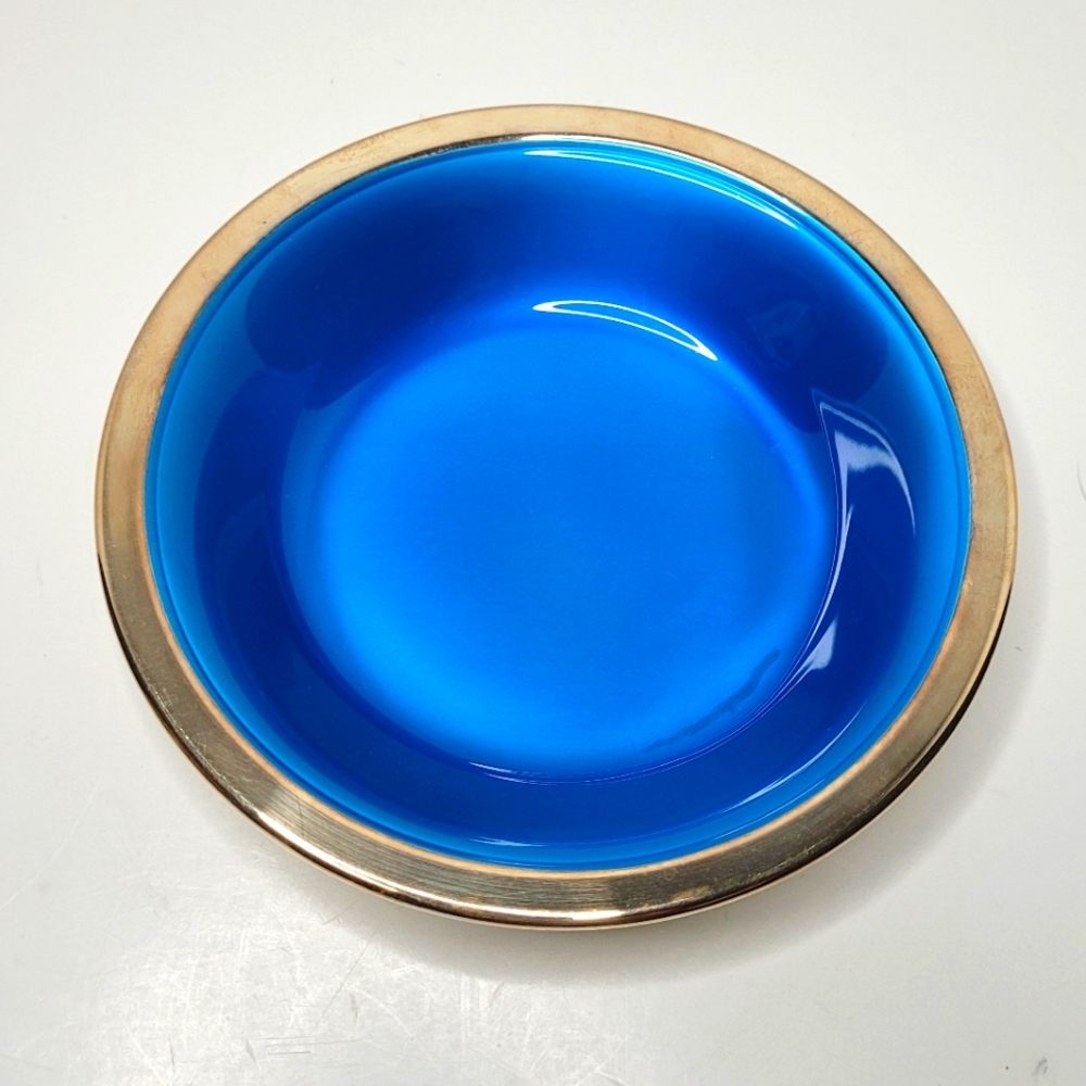 Reed and Barton Enamel Silver Plated Vintage Nut Bowl Trinket Dish